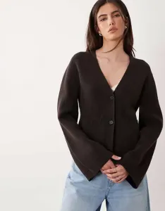 Шоколадно-коричневый кардиган с завязкой на талии ARKET