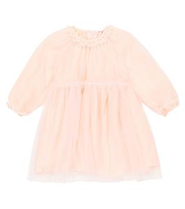 Детское вышитое платье из тюля Il Gufo, Baby Pink