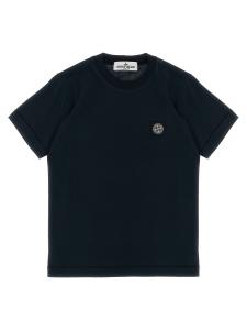 Футболка с нашивкой-логотипом Stone Island Junior, черный