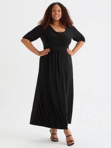 Платье с круглым вырезом и рюшами Scarlett & Jo, черный