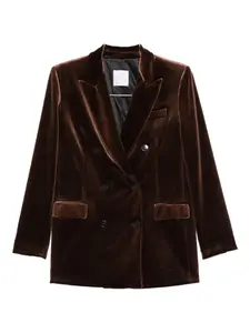 Двубортный пиджак с бархатной отделкой Cenere Gb, коричневый