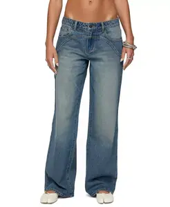 Джинсы Ronny с изогнутой строчкой, низкой посадкой, синего цвета. Edikted, синий