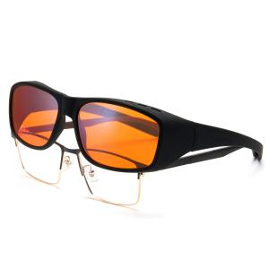 CYXUS Пластиковая прямоугольная оправа для очков унисекс, Black Frame Orange Lens Z02