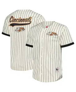 Мужская кремовая рубашка на пуговицах Cincinnati Bengals Final Seconds с винтажным логотипом из сетчатой ткани Mitchell & Ness