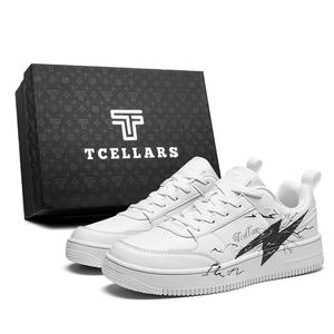 TCELLARS Стильные устойчивые к истиранию легкие низкие кеды для скейтбординга с эффектом увеличения роста унисекс эксклюзивная коробка - белый (громовой удар)