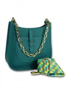 Кожаная сумка через плечо, городская сумка Toscanto, бирюзовая, около 22 см Toscanto