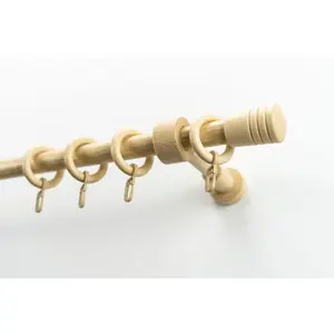 Карниз Sandri Vollrund, наконечник Verus 1-рядный по желаемой длине, гарнитур для штор из дерева, удлиняемый, с кольцами Garesa, Natur