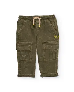 Детские карго-брюки оливкового цвета с эффектом стирки Tuc tuc