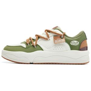 Антискользящие и износостойкие легкие низкие скейтбордские кроссовки мужские бело-зеленые QIAODAN, цвет слоновая кость/сосновый зеленый