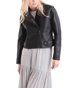 Женская кожаная плетеная байкерская куртка Claire Velez, Black