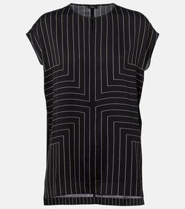 Топ Louison из смесового шелка в полоску Joseph, Black/Affogato