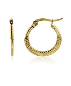 Ребристые серьги-кольца из нержавеющей стали Rebl Jewelry, gold