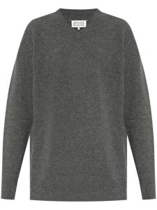 Maison Margiela шерстяной джемпер с V-образным вырезом, серый
