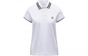 Поло с полосатой отделкой Moncler, белый