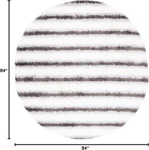 SAFAVIEH Berber Shag Collection круглый ковер 214 x 214 см Ivory/Grey BER557F полосатый без линьки для прихожей гостиной спальни