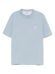 Футболка с вышитым логотипом Brunello Cucinelli, синий