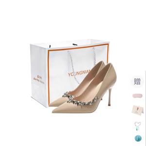 Yang Nianhua Тонкие каблуки на шпильке для женщин - телесный глянцевый [в коробке] (с подарком), цвет Nude Shiny[Box](Gift Included)