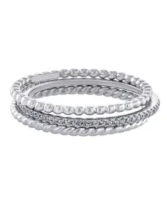 Три кольца из кубического циркония и витых бусин, выполненные из золота и стерлингового серебра. Macy'S, silver