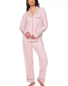 Женский антикварный красный пижамный комплект из ткани пима в полоску Petite Plume, красный