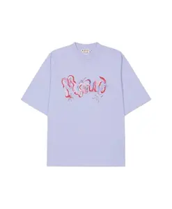 Хлопковая футболка с фиолетовым логотипом Marni, фиолетовый