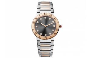 BVLGARI Женские часы на кварцевом механизме с серым циферблатом и браслетом из нержавеющей стали