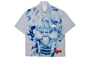 Heron Preston Мужская серая рубашка с квадратным воротником средней высоты