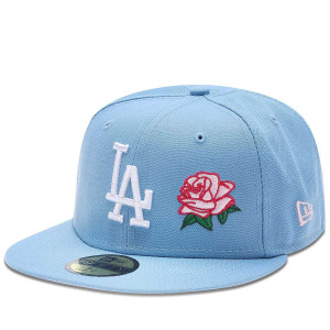 Кепка с нашивкой 59Fifty MLB Los Angeles Dodgers Rose 75TH World Series New Era, цвет Pastellblau/Gelb