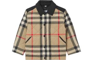 Burberry Kids Куртка в клетку с аппликацией логотипа, цвет Beige