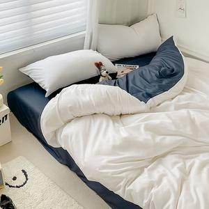 Muji Комплект постельного белья из 3 предметов (простыня, пододеяльник 180х220 см), цвет белый, синий, серый