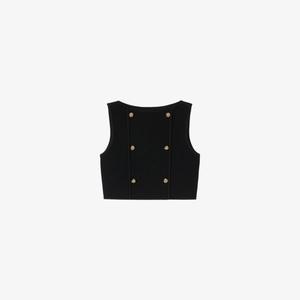 Топ укороченный Sandro с декоративными пуговицами, черный