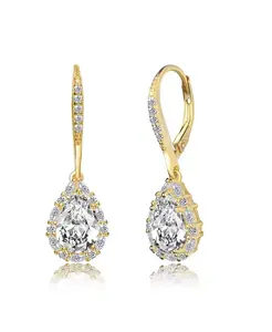 Элегантные серьги-подвески из стерлингового серебра с обычными застежками-рычажками Genevive, gold