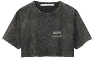 Футболка с логотипом кроп в технике кислотной мойки Alexander Wang, черный