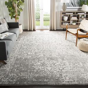 Ковер SAFAVIEH, 275 x 366 см, коллекции Evoke - Grey & Ivory, дизайн Oriental Distressed, без линьки и прост в уходе, идеален для помещений с высокой проходимостью в гостиной, спальне (EVK256D)
