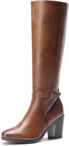 Женские высокие сапоги до колена DREAM PAIRS, ботинки для верховой езды с пряжкой, Tan-Pu