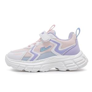 Противоскользящие и износостойкие, легкие, амортизирующие, низкие детские кроссовки для бега WARRIOR, розовый/белый/фиолетовый