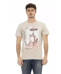 Мужская футболка из бежевого хлопка Trussardi, бежевый