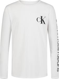 Футболка Calvin Klein Boys с длинным рукавом и круглым вырезом, мягкая, удобная, свободного кроя, Big Ck White