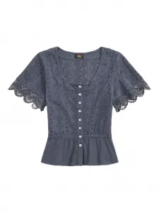 Блузка Genevie с баской и вышивкой Ralph Lauren RRL, синий