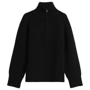 Бристольский ребристый шерстяной джемпер с застежкой-молнией до середины груди Studio Nicholson, черный