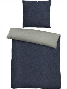 Двустороннее постельное белье из тканого меланжевого фланели темно-синего цвета Biberna, 135x200 см (80x80 см)