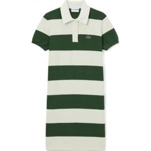 SS24 платье с короткими рукавами женское белое зеленое мультиколор LACOSTE, белый/зеленый