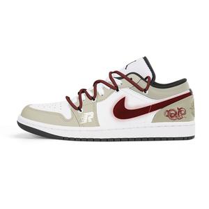 Air 1 Противоскользящие Износостойкие Низкие Винтажные Баскетбольные Кроссовки Мужские Светло-коричневые Jordan