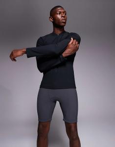 4505 беговые шорты-леггинсы в рубчик с карманом для телефона, цвет древесный уголь