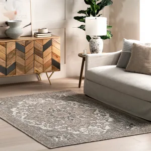 Ковер Sausha Traditional Medallion Indoor/Outdoor Area Rug nuLOOM, 122x183 см, серый