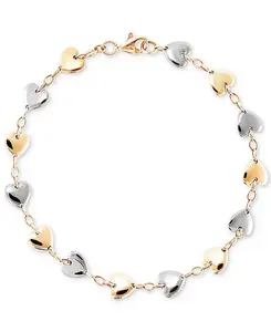 Браслет-Цепочка с полированными звеньями в форме сердца и овала из двухцветного золота 10 карат Macy'S, two-tone