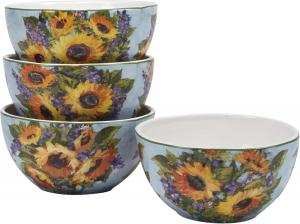 Certified International Sunflower Bouquet 830 мл миски для мороженого и десертов, набор из 4 штук, ассорти дизайнов
