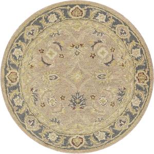 Ковер SAFAVIEH, 122 x 122 см, Anatolia Collection, круглый, коричневый и синий, ручной работы традиционный восточный из шерсти, идеален для помещений с высокой проходимостью в гостиной, спальне (AN549A)