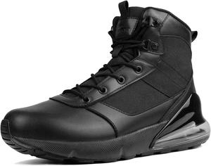 Женские широкие водонепроницаемые тактические рабочие ботинки с боковой молнией, военные ортопедические ботинки, легкие мотоциклетные боевые походные ботинки Hey Crnnyd, Black