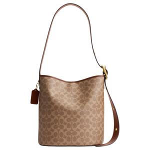 COACH Блеекер искусственная кожа ведро сумка через плечо большая женская коричневая желтая