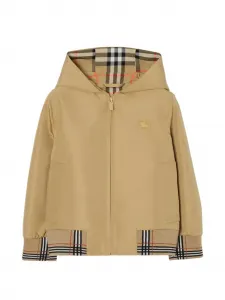 Куртка с капюшоном и отделкой в клетку Burberry Kids, бежевый
